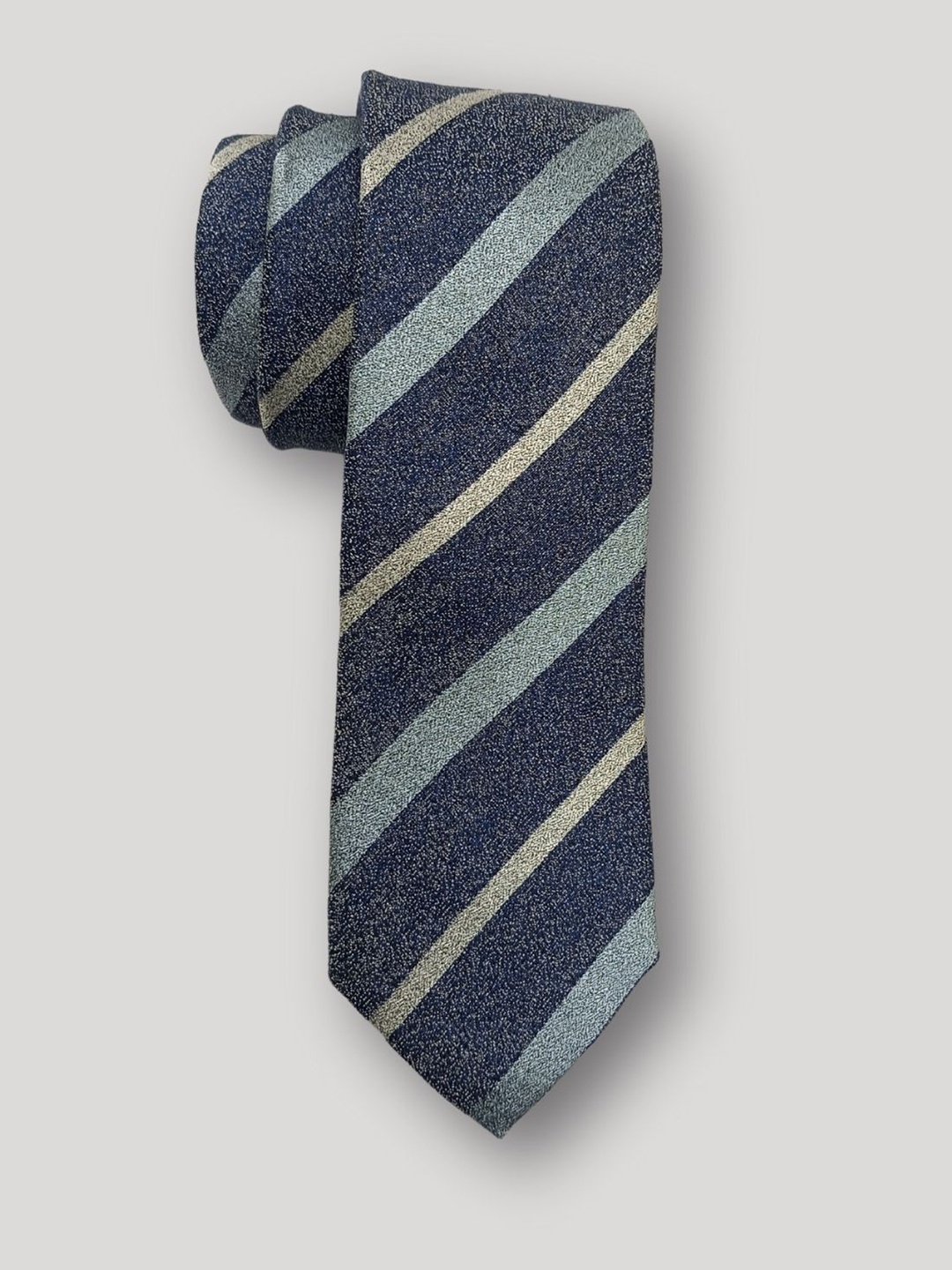 

The Tie Hub Men Striped Silk Skinny Tie, Blue