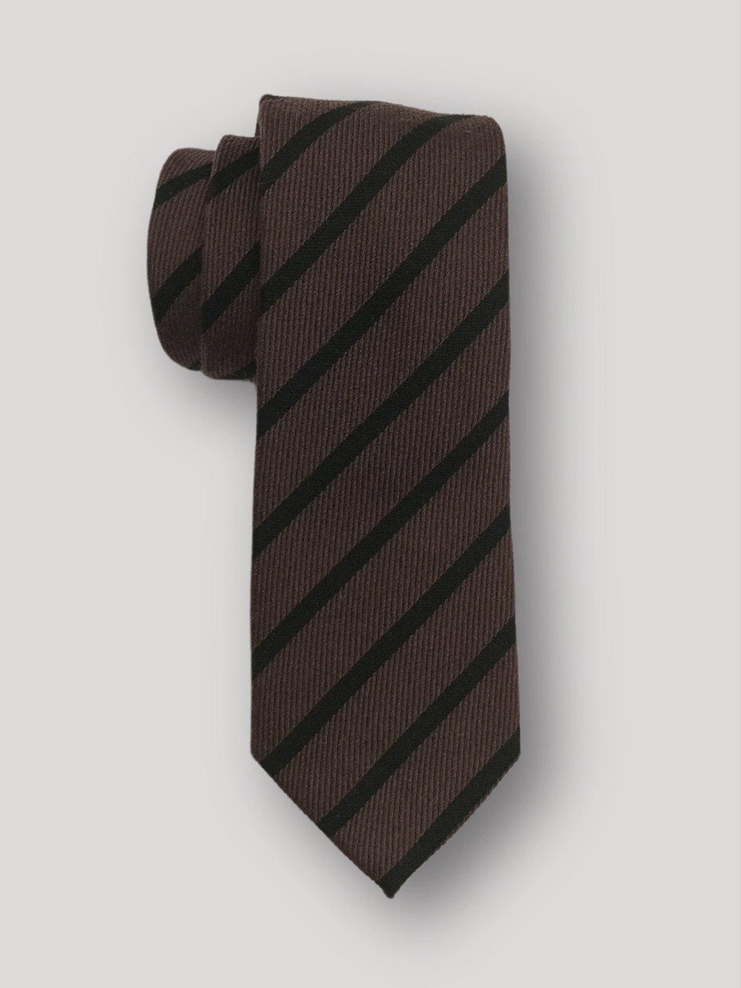 

The Tie Hub Striped Silk Broad Tie, Brown