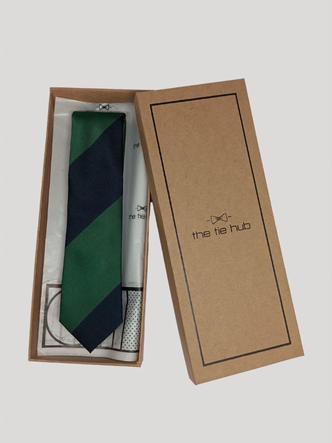 

The Tie Hub Men Striped Silk Broad Tie, Green