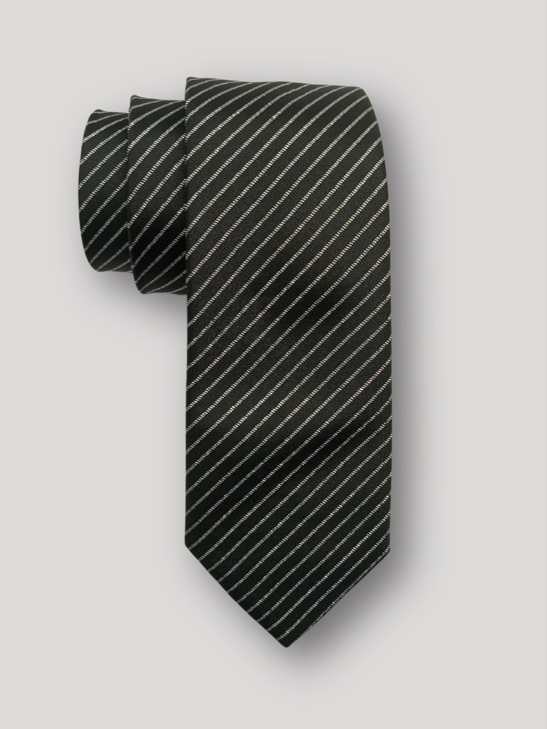 

The Tie Hub Men Striped Silk Broad Tie, Black