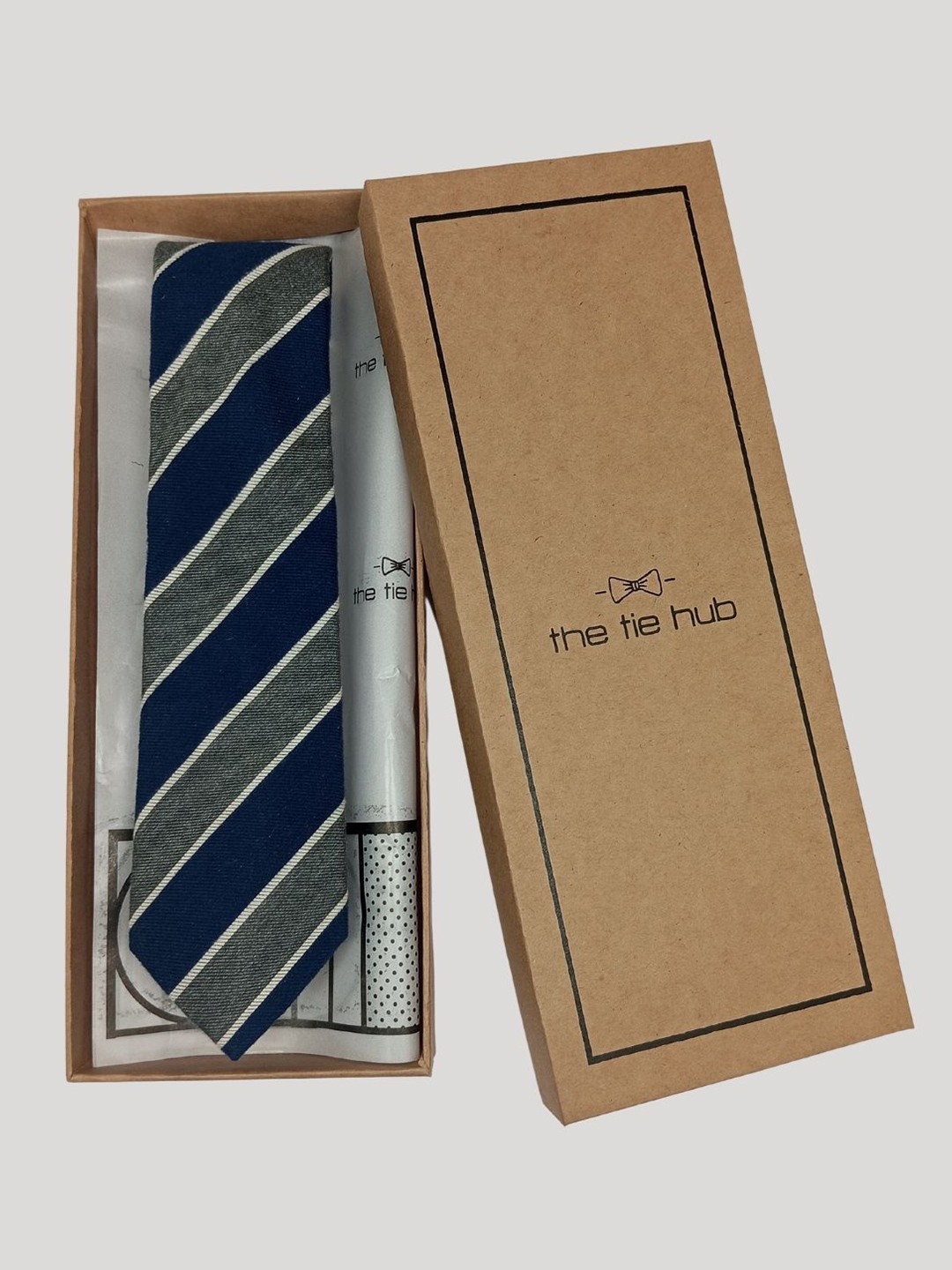 

The Tie Hub Striped Silk Broad Tie, Blue