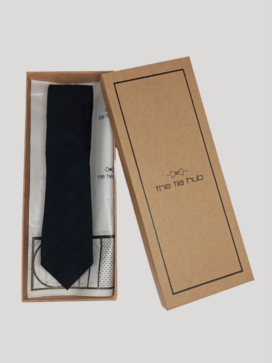 

The Tie Hub Striped Silk Broad Tie, Blue