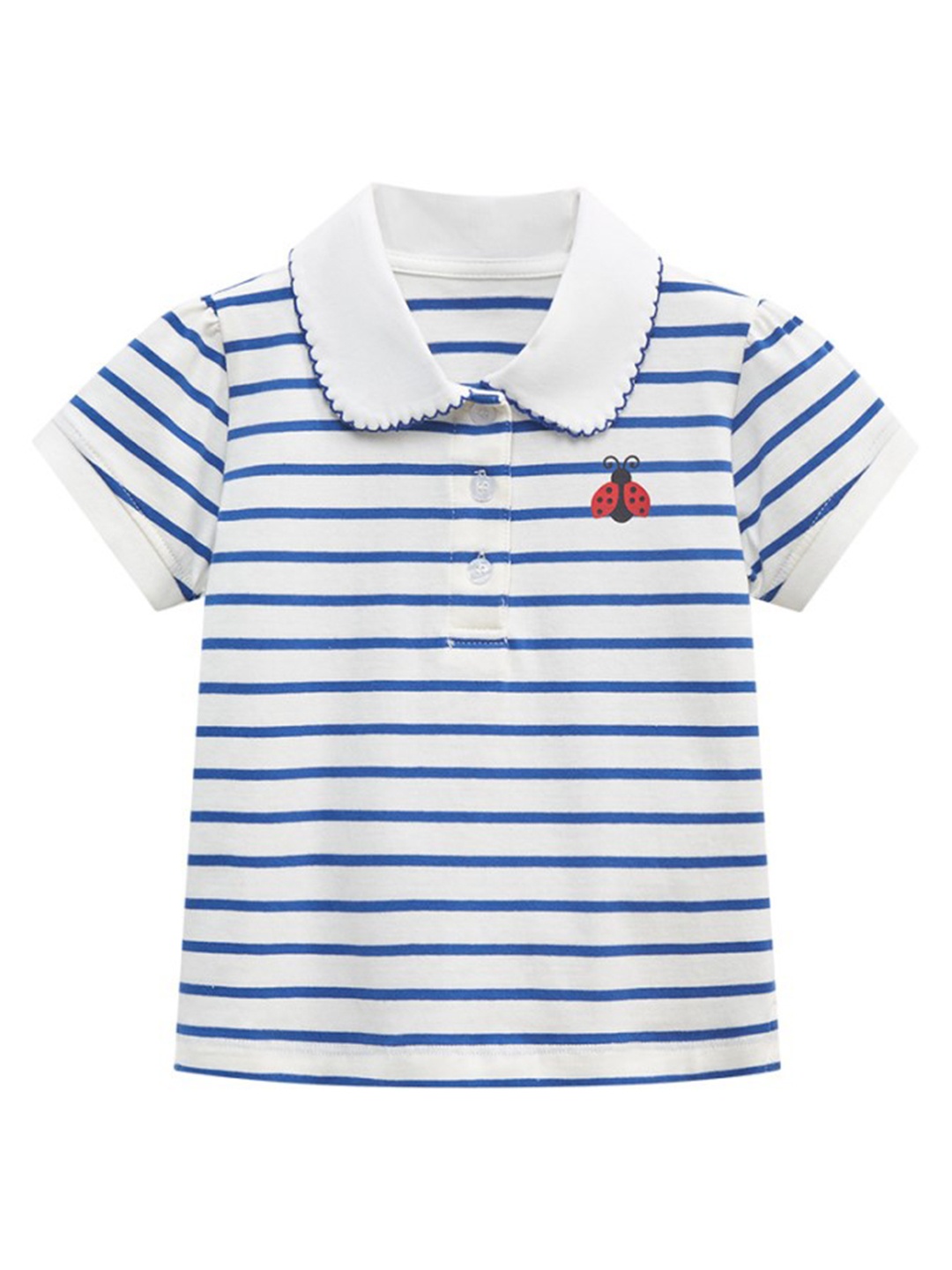

StyleCast Infant Girls Blue Striped Polo Collar Cotton T-shirt