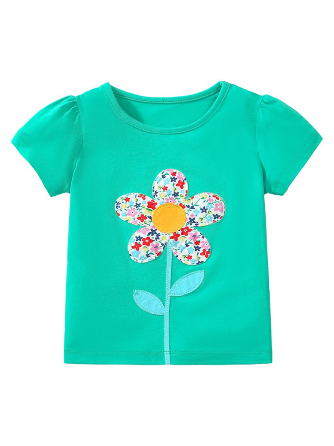 

StyleCast Girls Green Floral Applique Cotton T-shirt