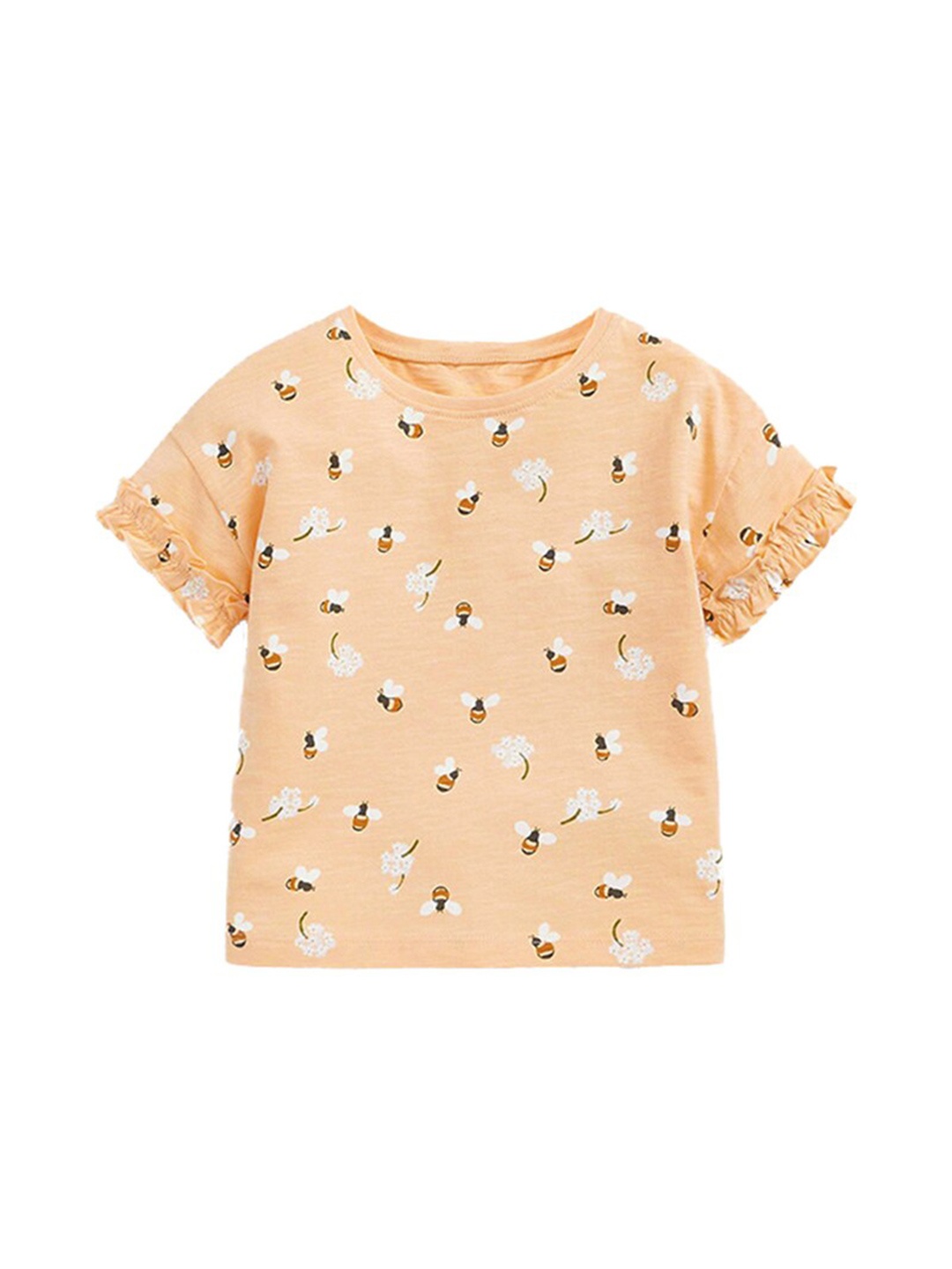 

StyleCast Girls Orange Conversational Printed Cotton T-shirt