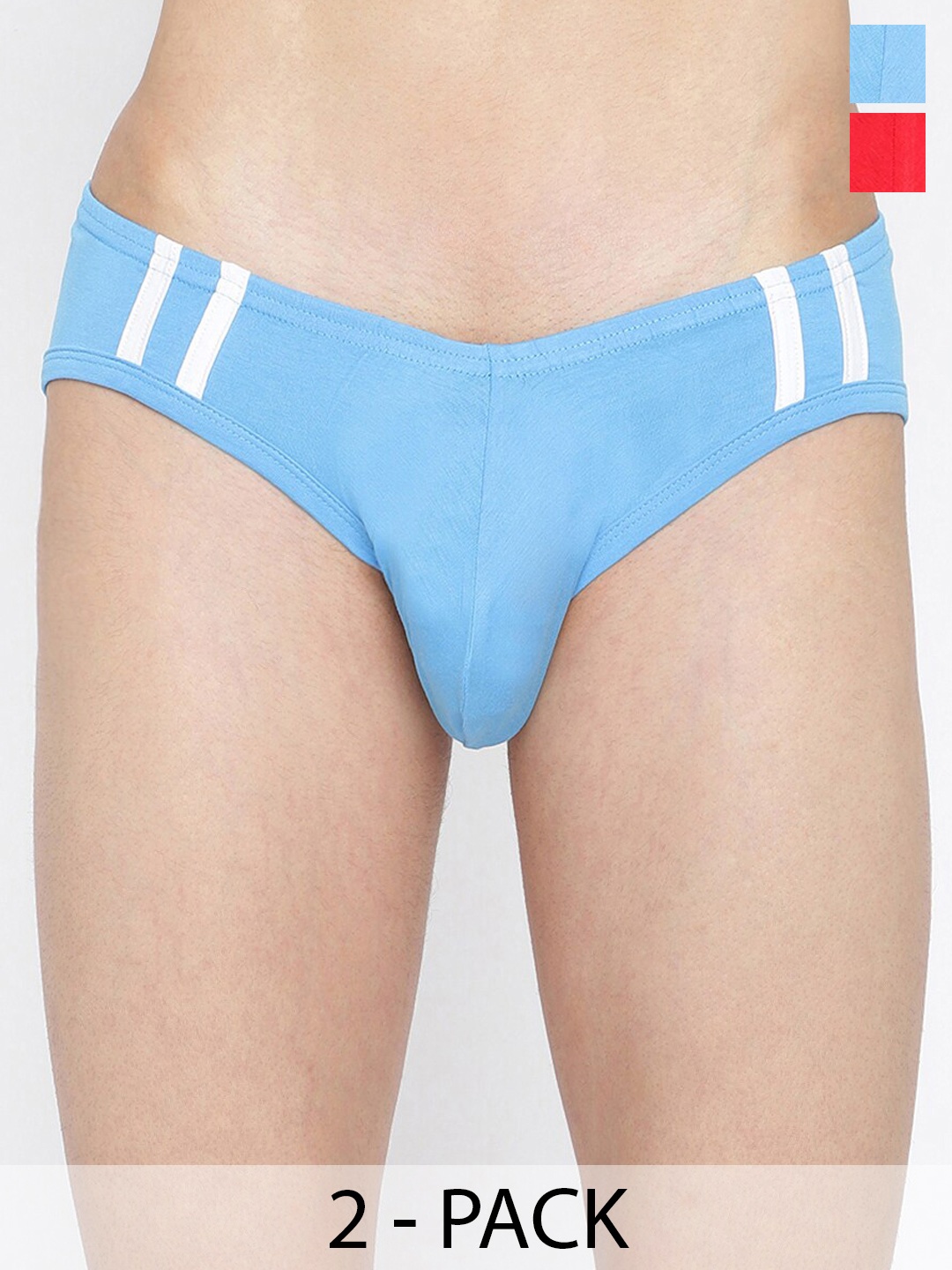 

La Intimo Pack Of 2 Striped Anti Microbial Briefs LIBR060B, Blue