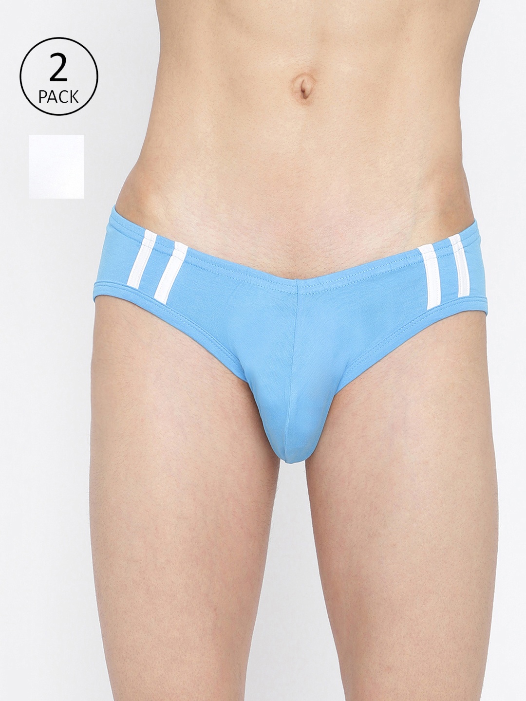 

La Intimo Pack Of 2 Striped Antimicrobial Basic Briefs LIBR060B, Blue