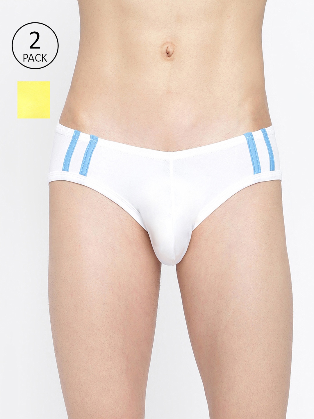 

La Intimo Pack Of 2 Striped Details Anti Microbial Hipster Briefs LIBR060B, White