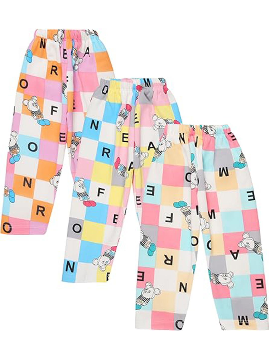 

BAESD Pack of 3 Assorted Printed Mid-Rise Cotton Straight Lounge Pants