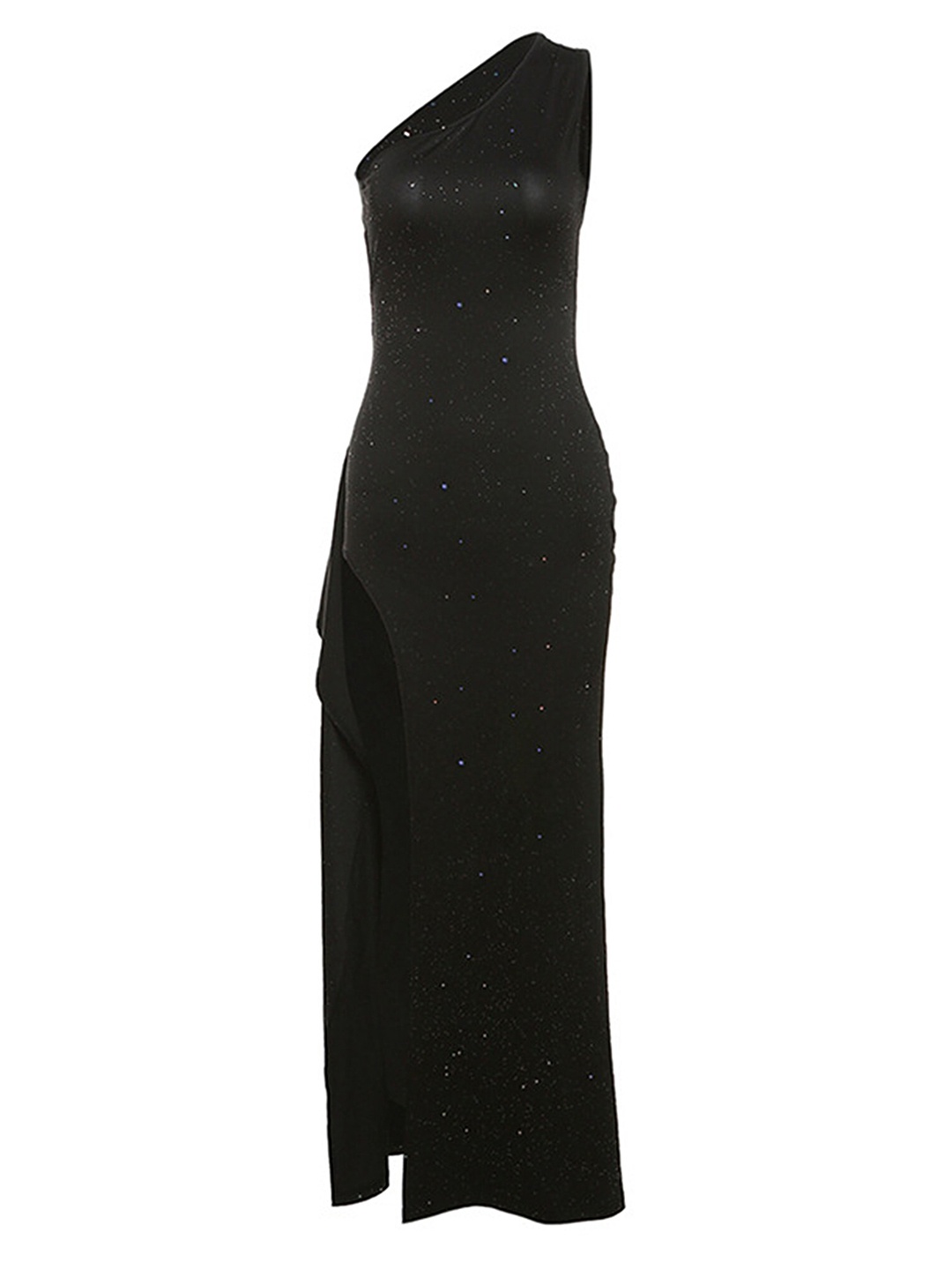 

LULU & SKY Embellished One Shoulder Maxi Dress, Black