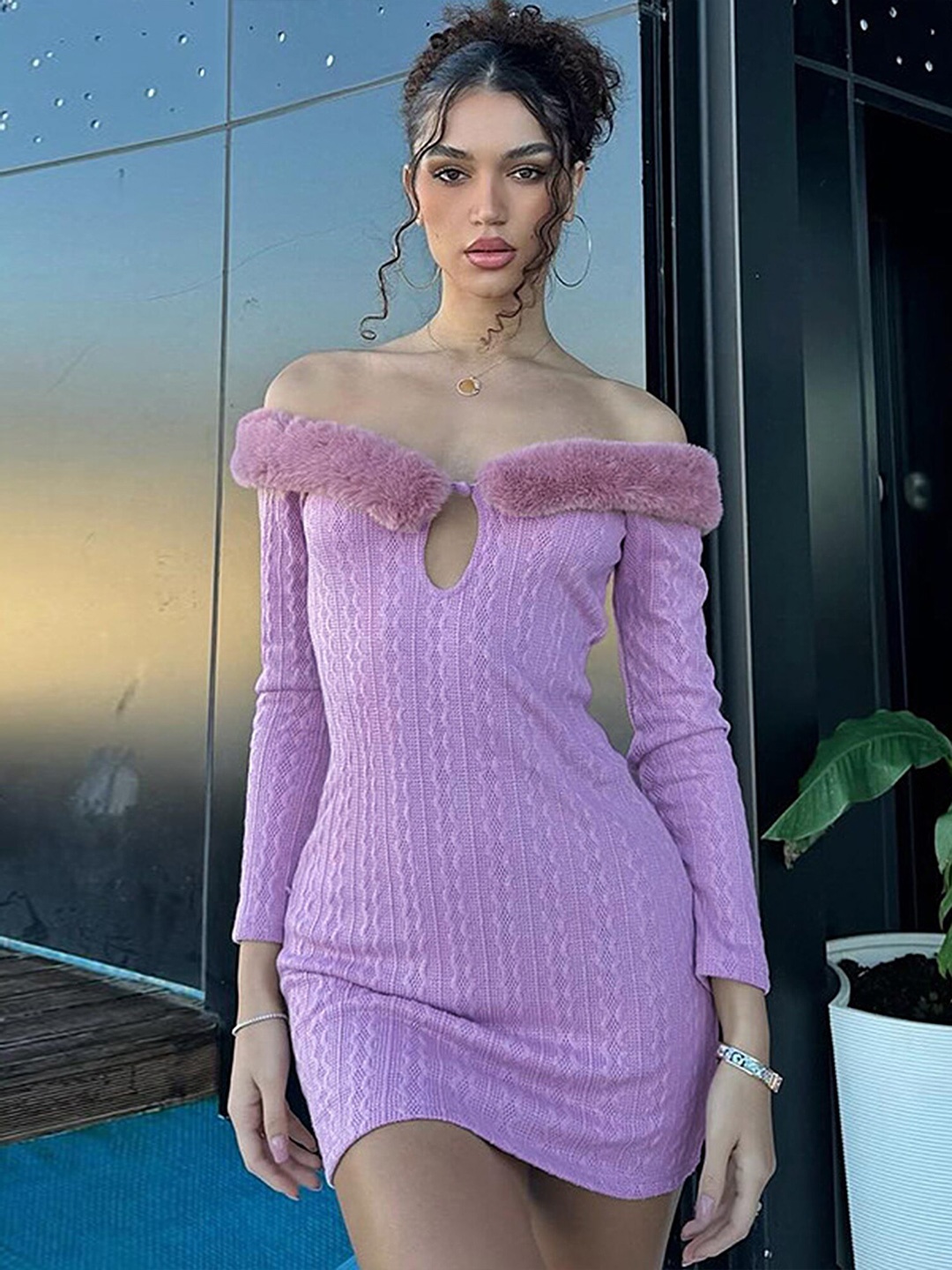 

LULU & SKY Off-Shoulder Bodycon Dress, Purple