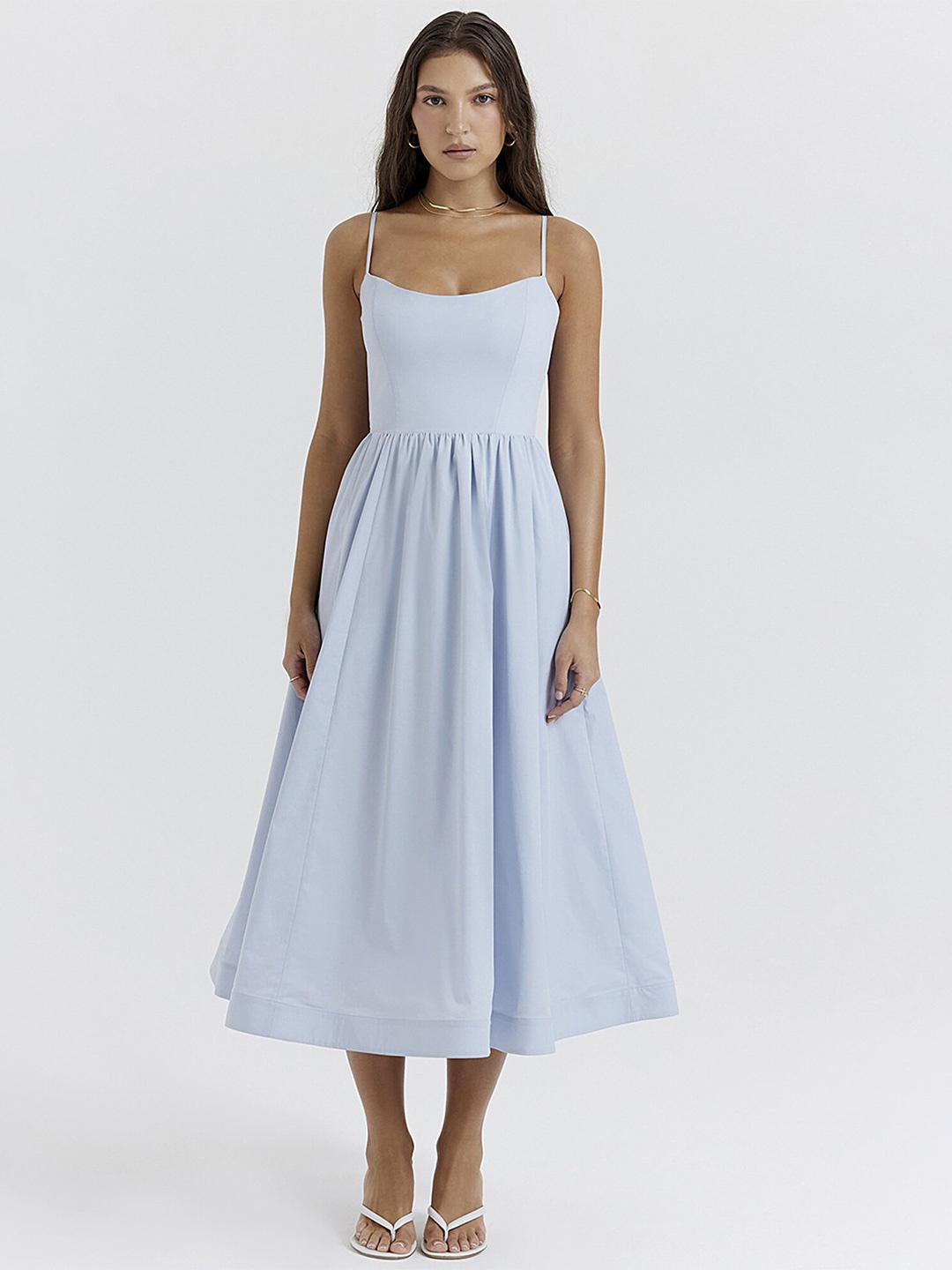 

LULU & SKY Fit & Flare A-line Midi Dress, Blue