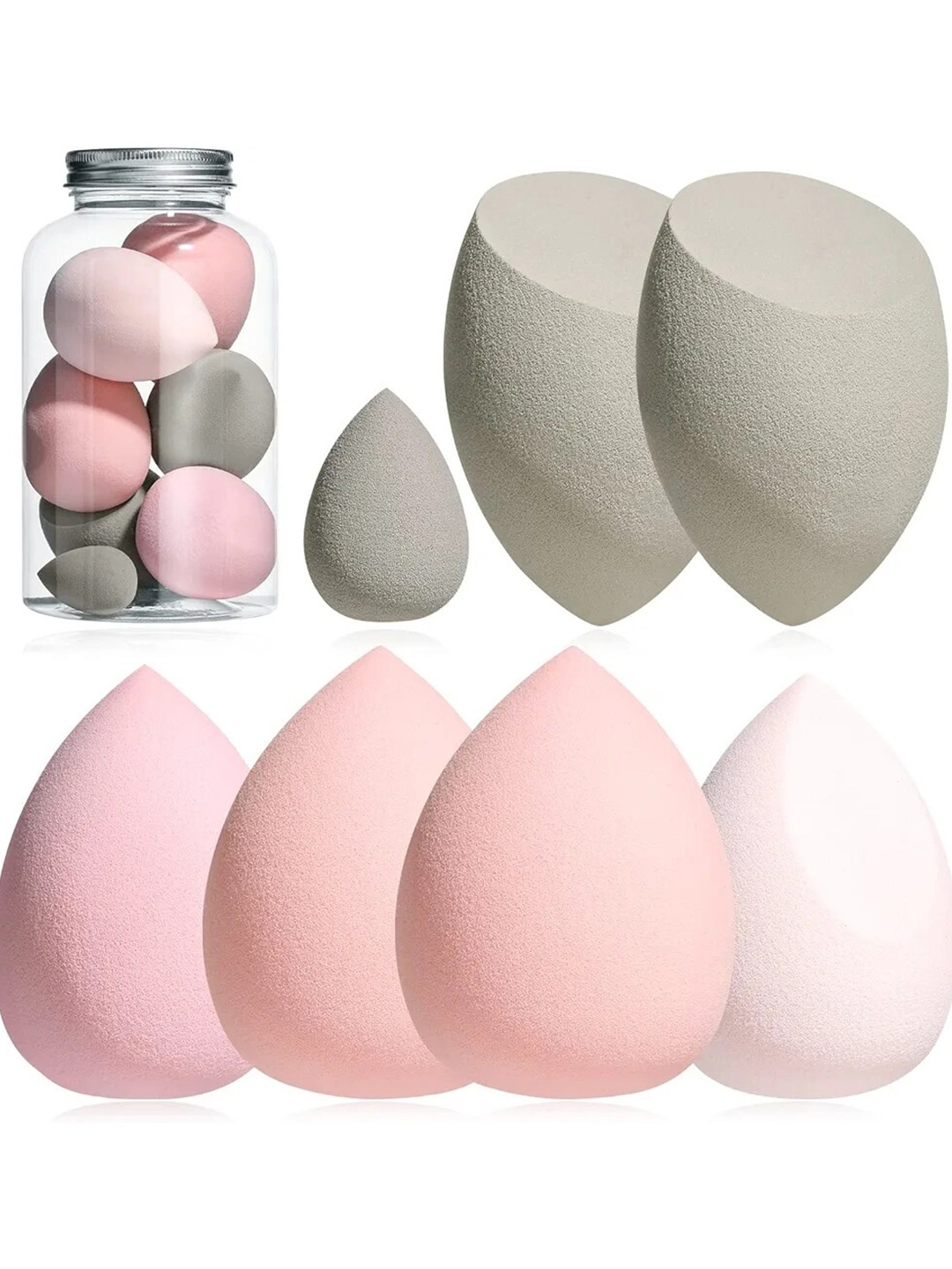 

FEELHIGH Set Of 7 Makeup Blender Sponges With Mini Sponge, Pink