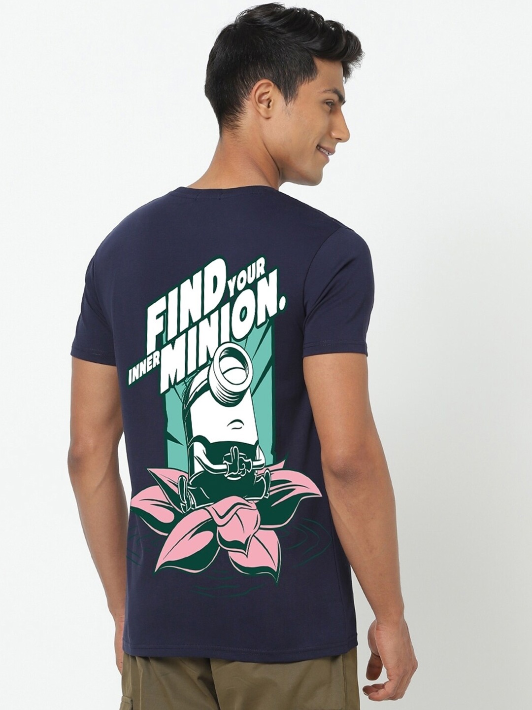 

Bewakoof Minions Printed Pure Cotton T-shirt, Navy blue
