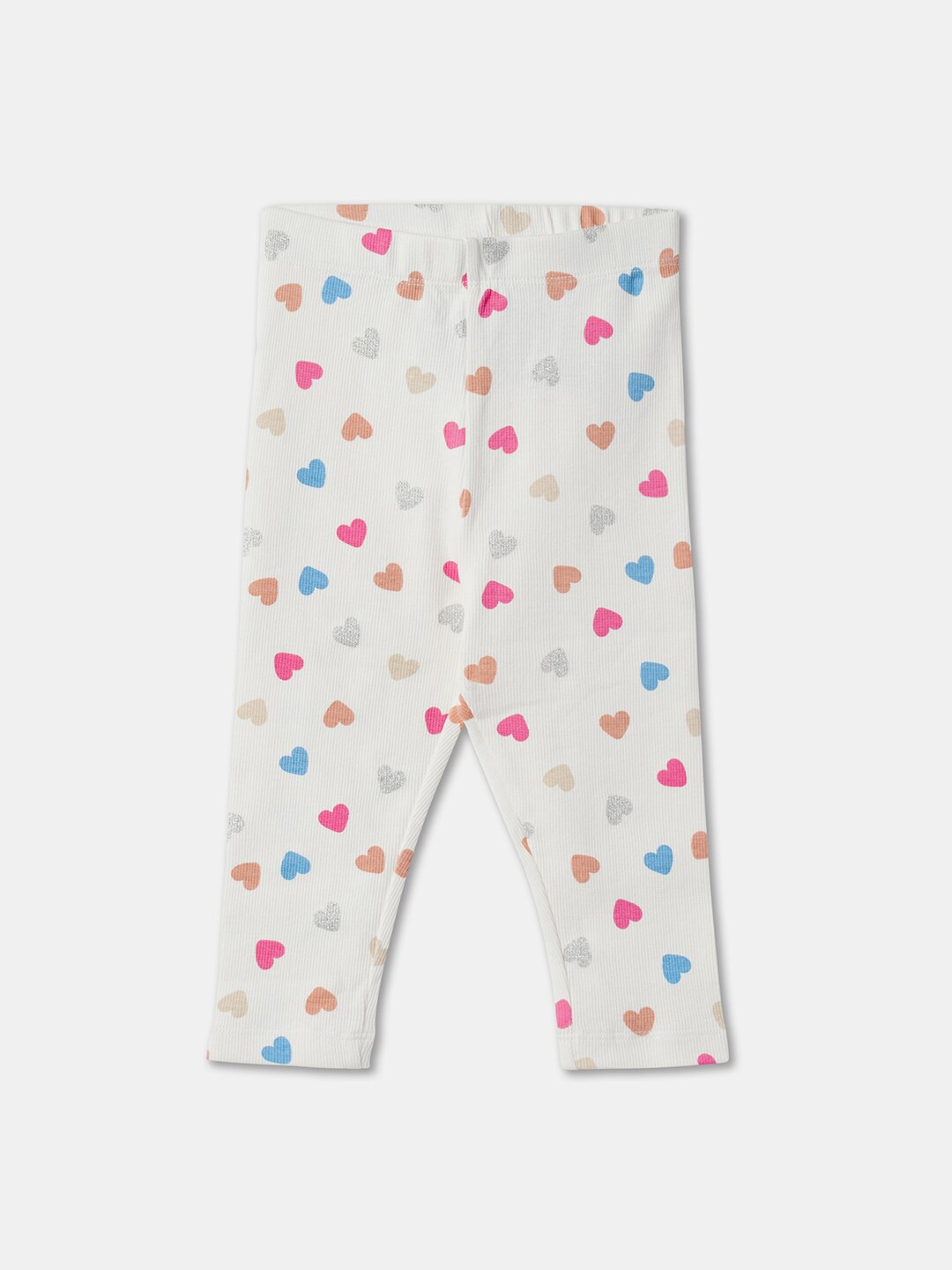 

R&B Infant Girls Printed Ankle Length Leggings, White