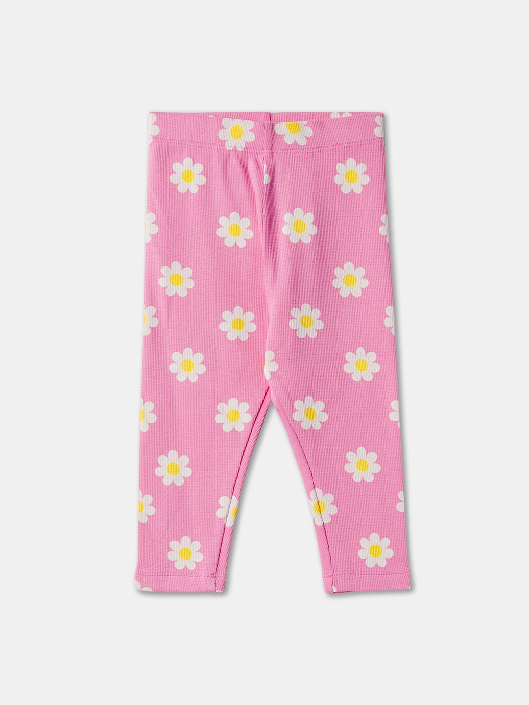 

R&B Girls Floral Printed Cotton Ankle-Length Leggings, Pink