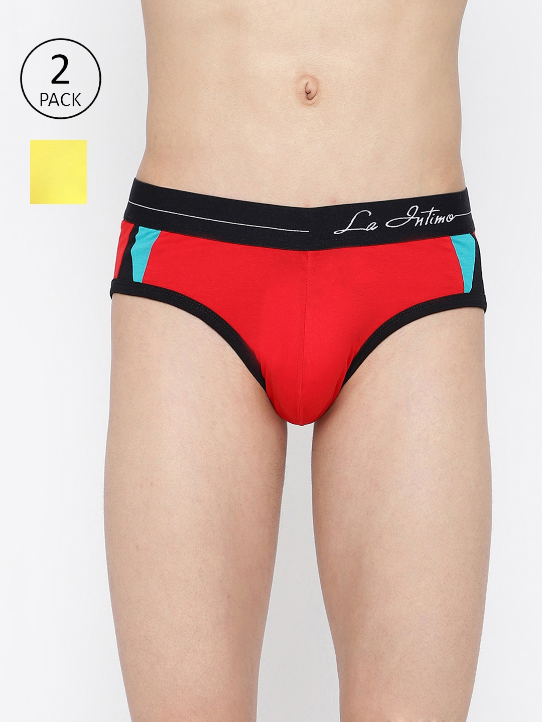 

La Intimo Pack 2 Low Rise Anti Microbial Basic Briefs LIBR070B, Red