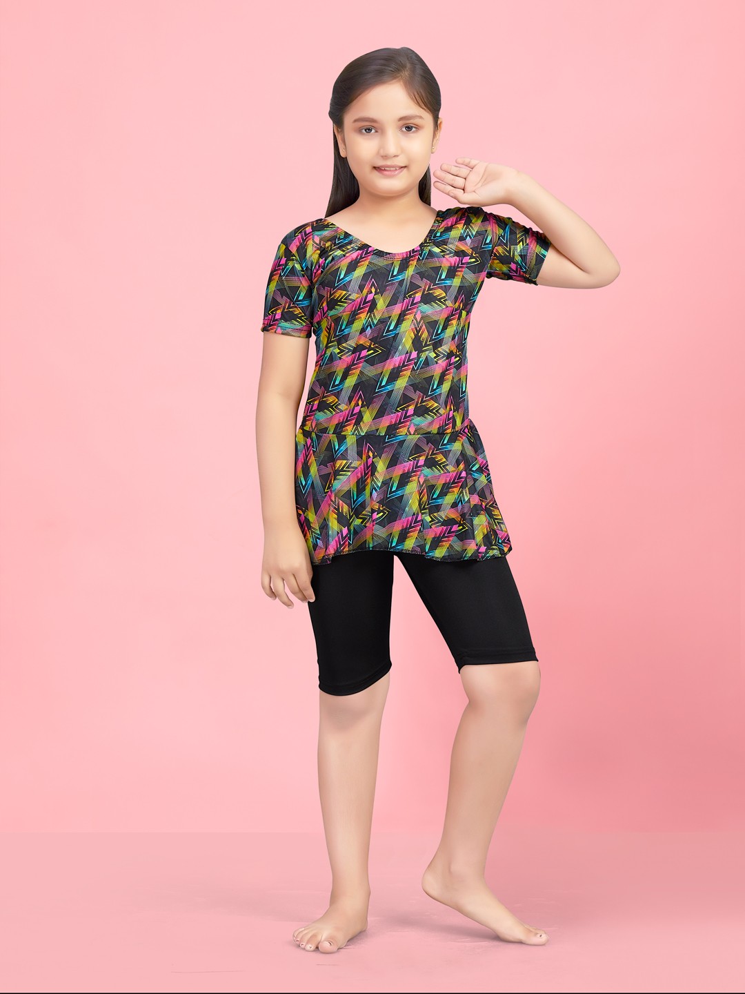 

Aarika Girls Abstract Print Swim Suit, Pink