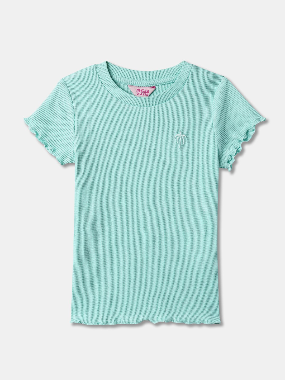 

R&B Girls Self Design Short Sleeves Regular Cotton Top, Green