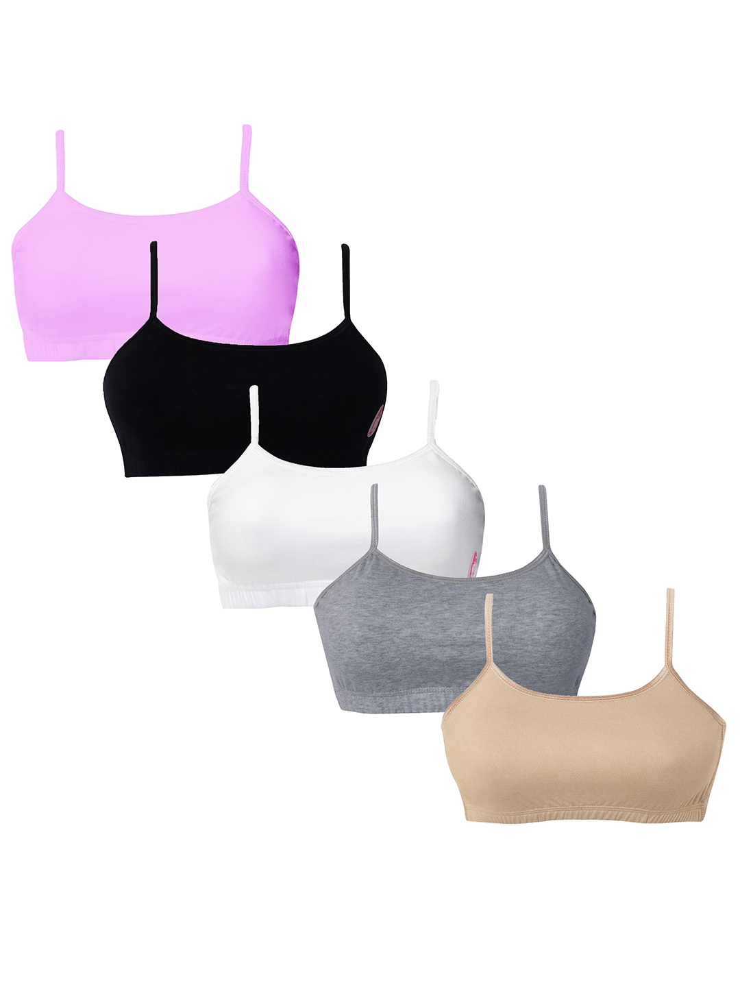 

DChica Girls Pack Of 5 Full Coverage Non Padded Cotton Everyday Bras With All Day Comfort, Lavender
