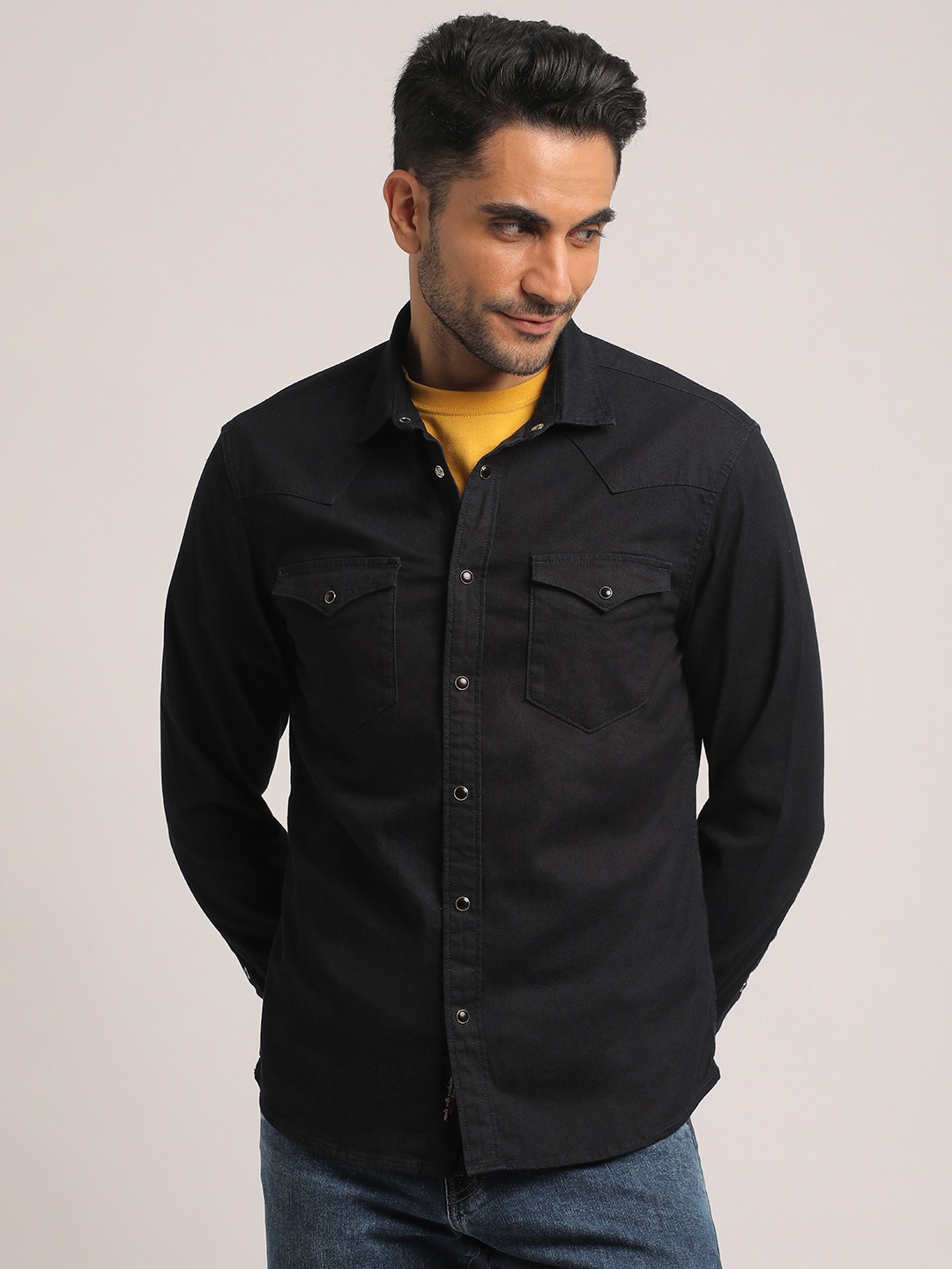 

EVERBLUE Denim Slim Fit Casual Shackets, Blue