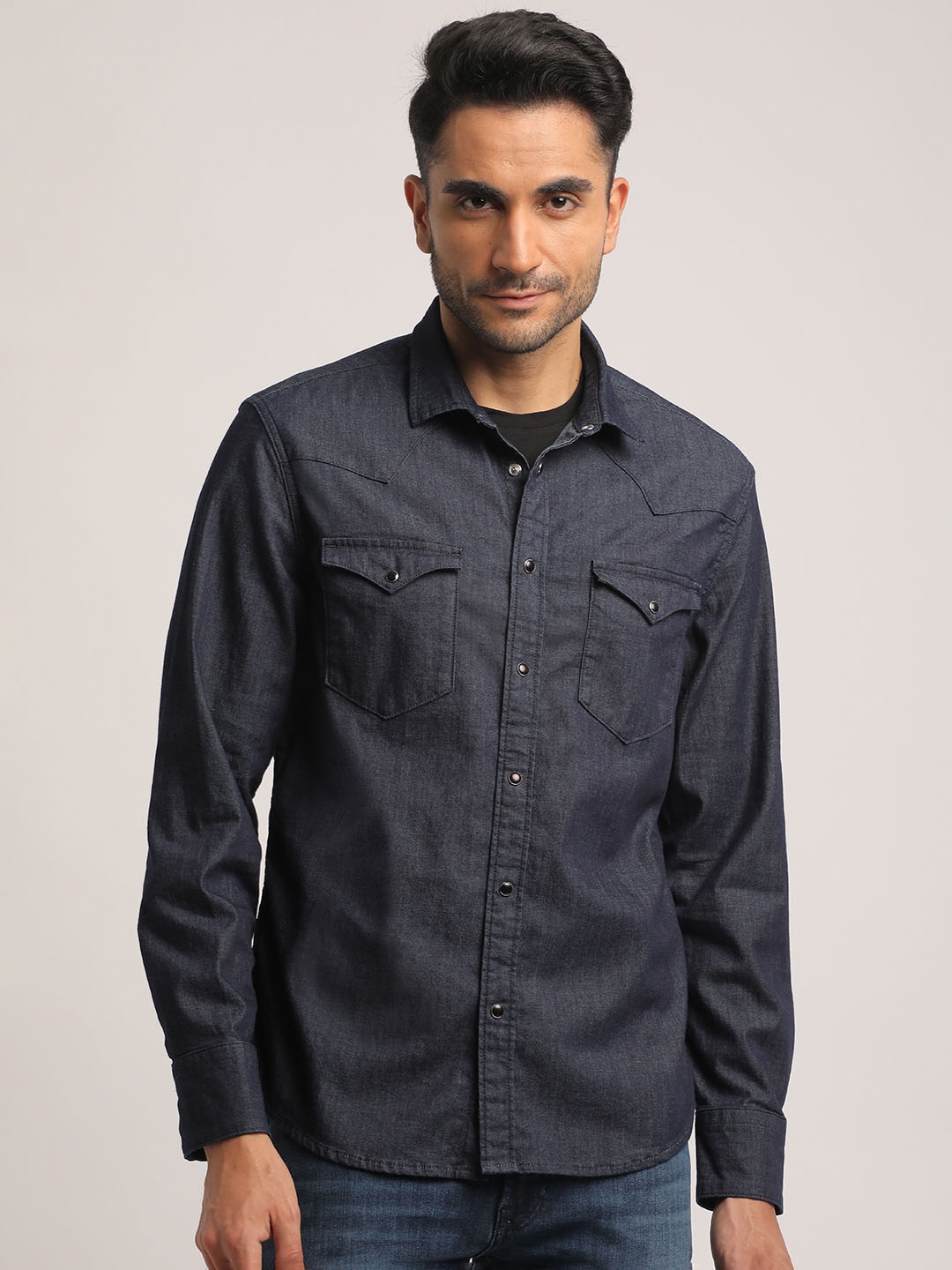 

EVERBLUE Men Blue Opaque Casual Shirt