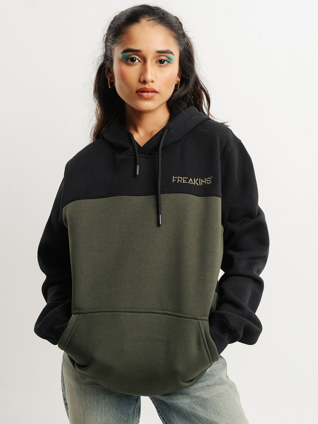 

FREAKINS Regular Cotton HOODIE Sweatshirt, Olive