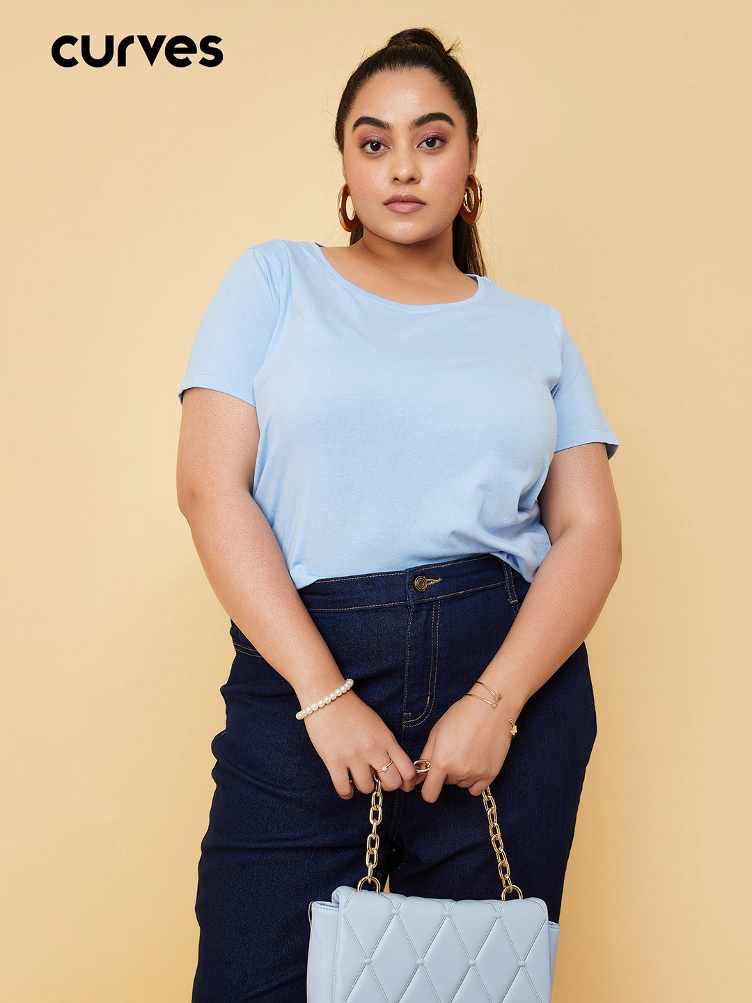 

max Plus Size Round Neck Short Sleeves T-shirt, Blue