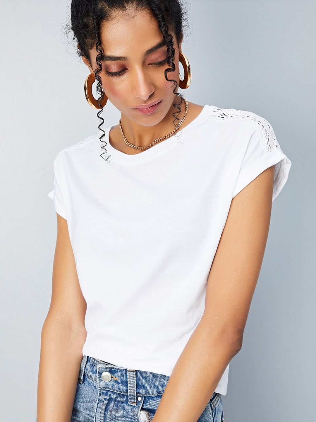 

max Extended Sleeves Pure Cotton Top, White