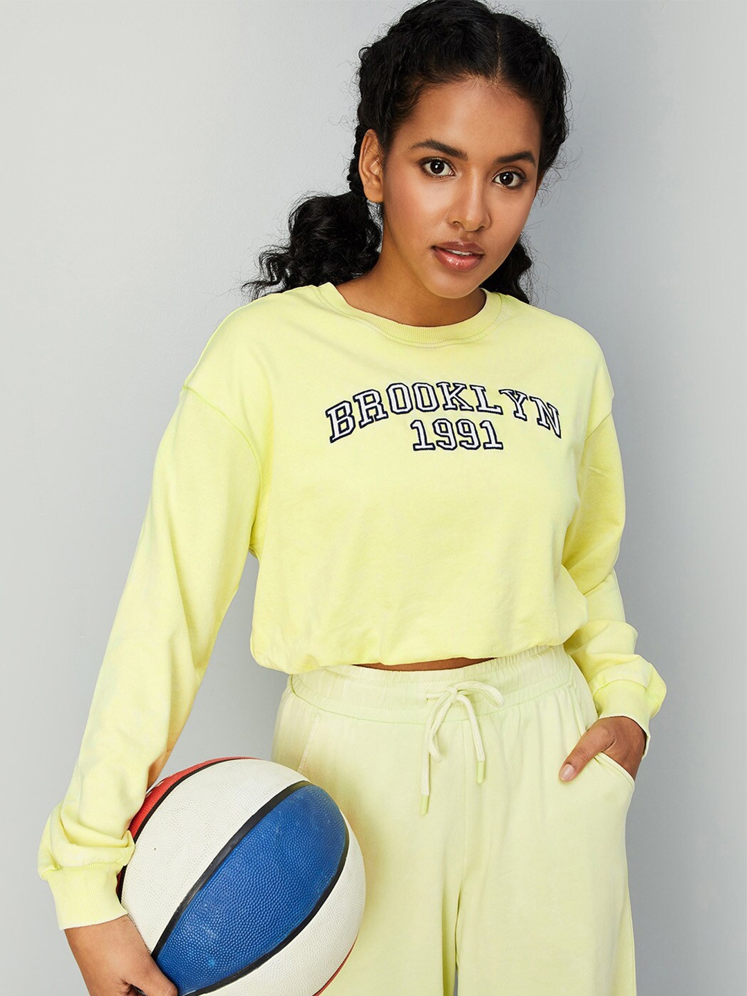 

max Typography Printed Round Neck Pure Cotton T-shirt, Yellow