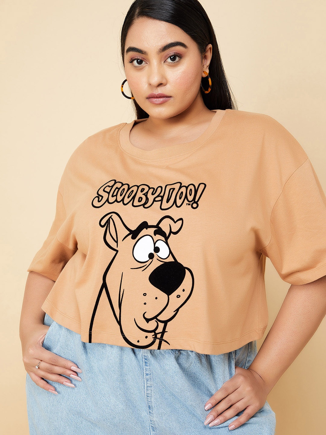 

max Plus Size Scooby-Doo Printed Pure Cotton T-Shirt, Brown