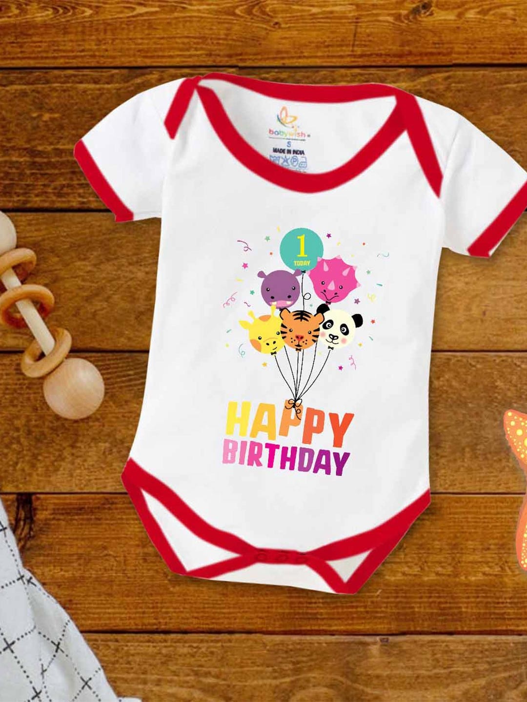 

Babywish Infants Happy Birthday Printed Cotton Bodysuit, White