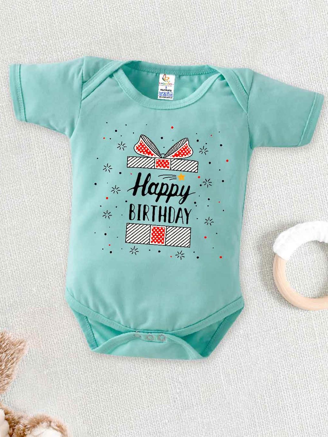 

Babywish Infants Typography Printed Pure Cotton Bodysuit, Sea green