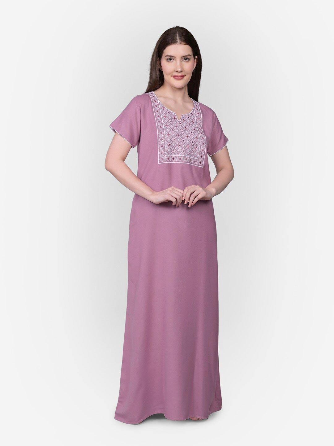 

Sand Dune Embroidered Maxi Nightdress, Purple