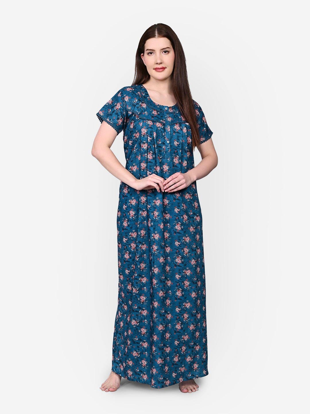 

Sand Dune Floral Printed Maxi Nightdress, Blue