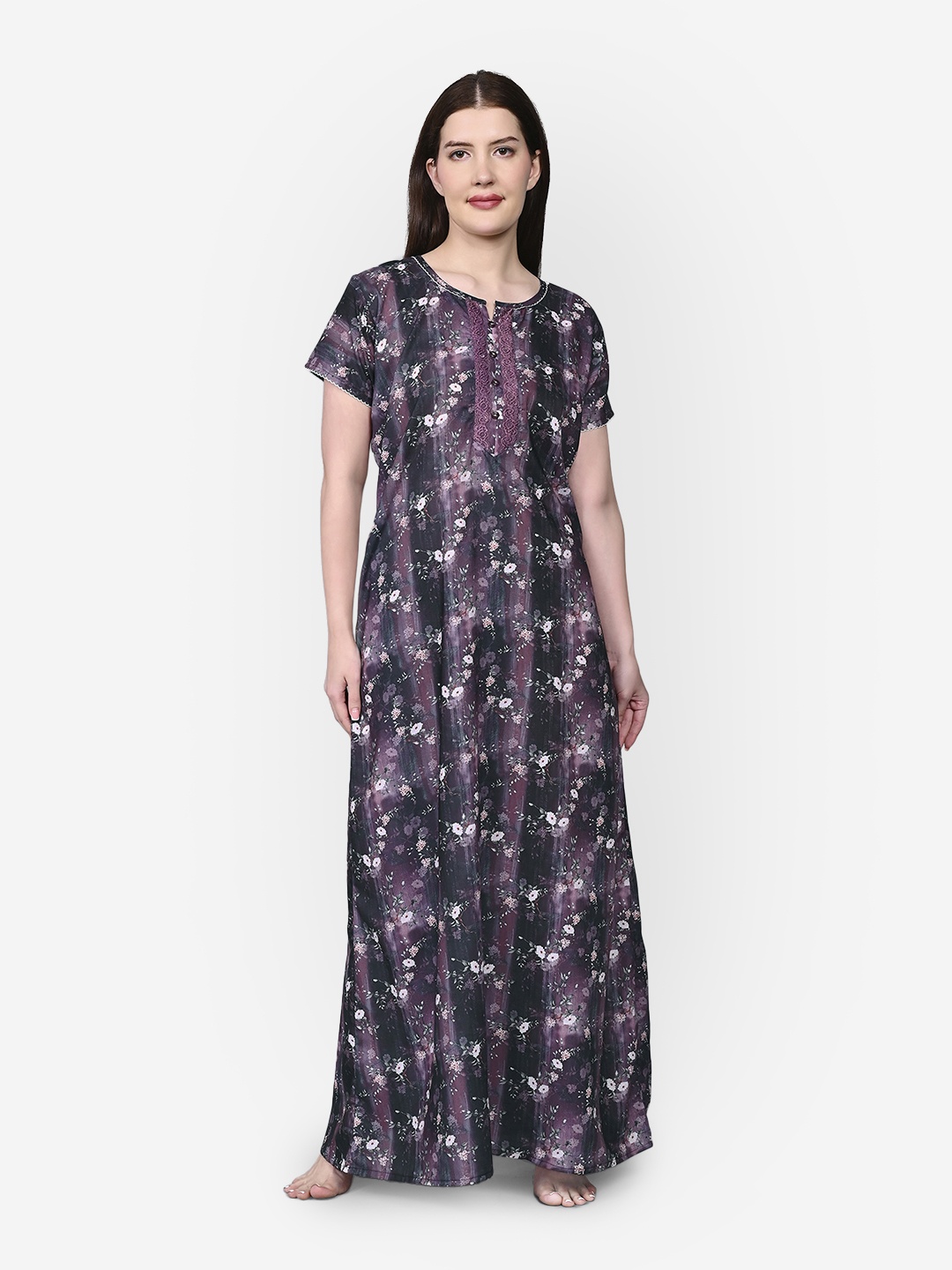 

Sand Dune Floral Printed Maxi Nightdress, Maroon