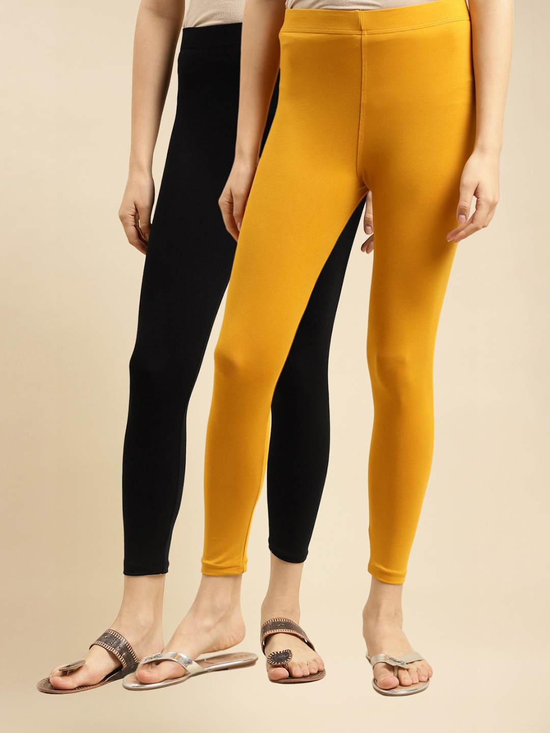 

Rangita Pack Of 2 Pure Cotton Leggings, Black