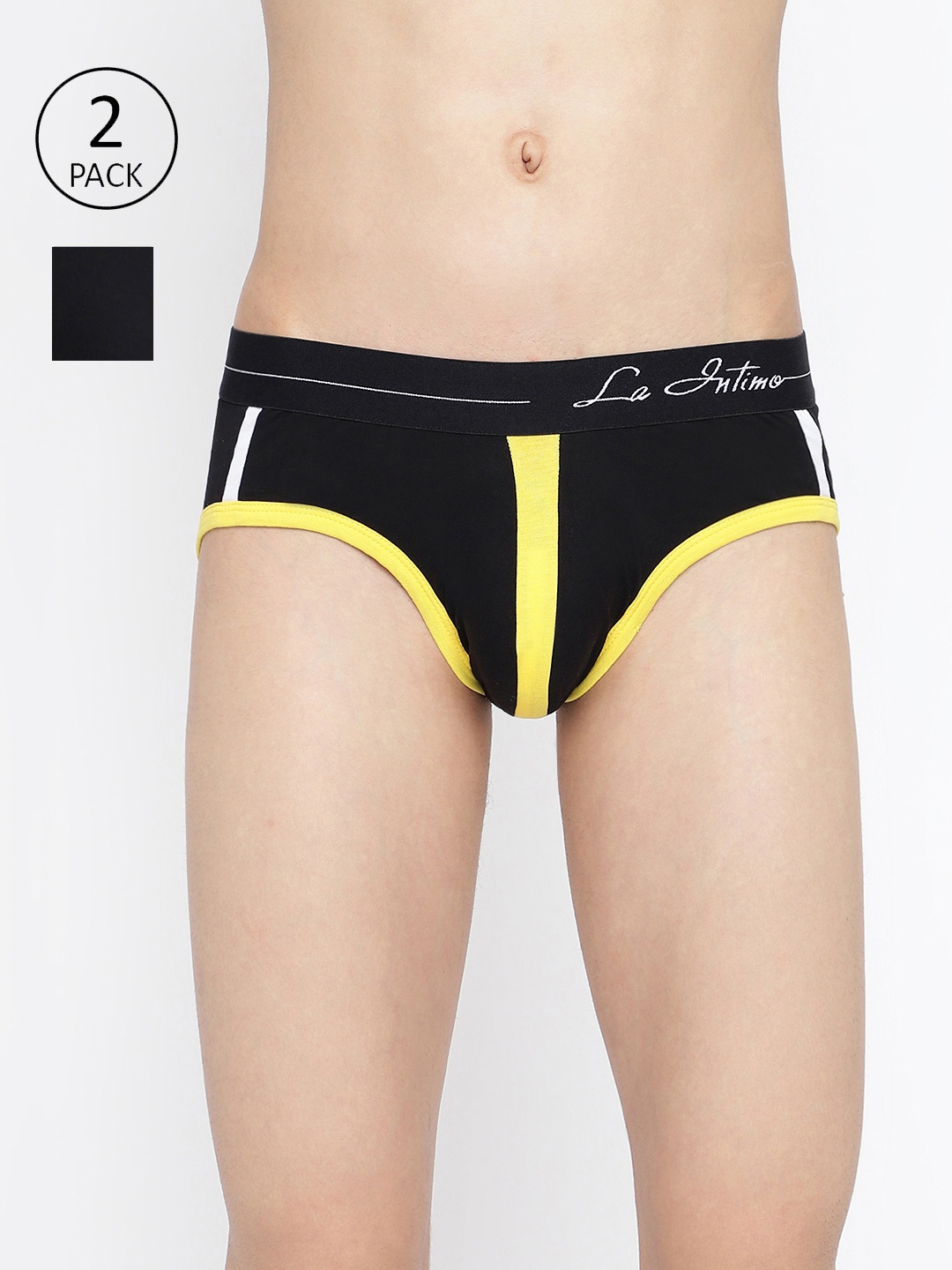 

La Intimo Pack Of 2 Colourblocked Anti Microbial Basic Briefs LIBR080B, Black