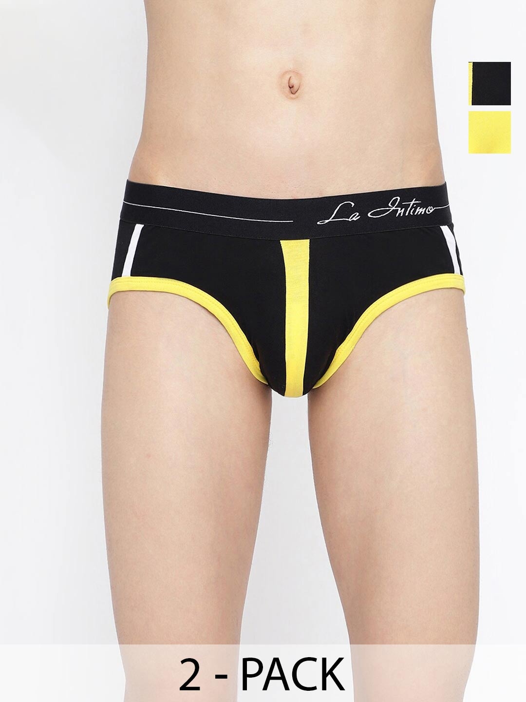 

La Intimo Pack 2 Mid Rise Anti Microbial Basic Briefs LIBR080B, Black
