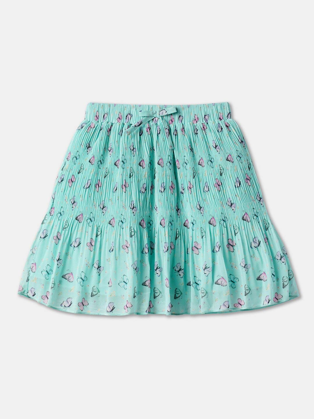 

R&B Girls Floral Printed A-Line Mini Skirts, Green
