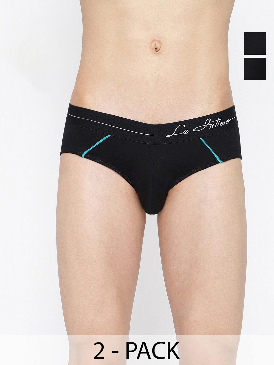 

La Intimo Pack Of 2 Mid-Rise Anti-Bacterial Basic Briefs LIBR090B, Black