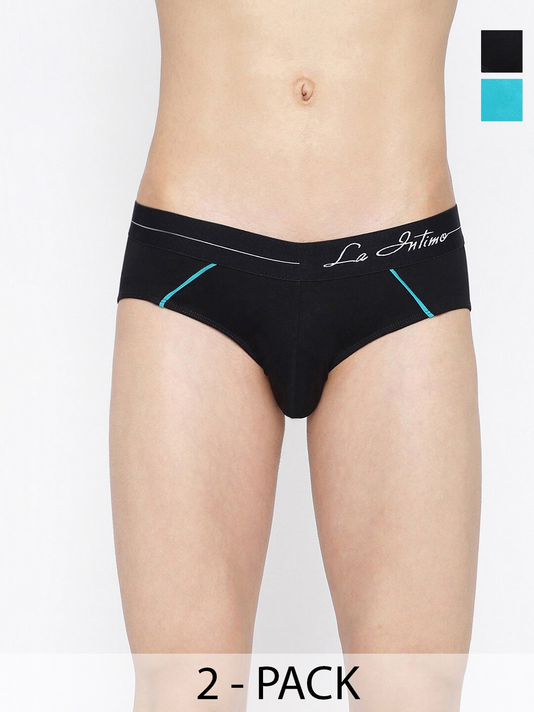 

La Intimo Pack Of 2 Mid-Rise Anti-Bacterial Basic Briefs LIBR090B, Black