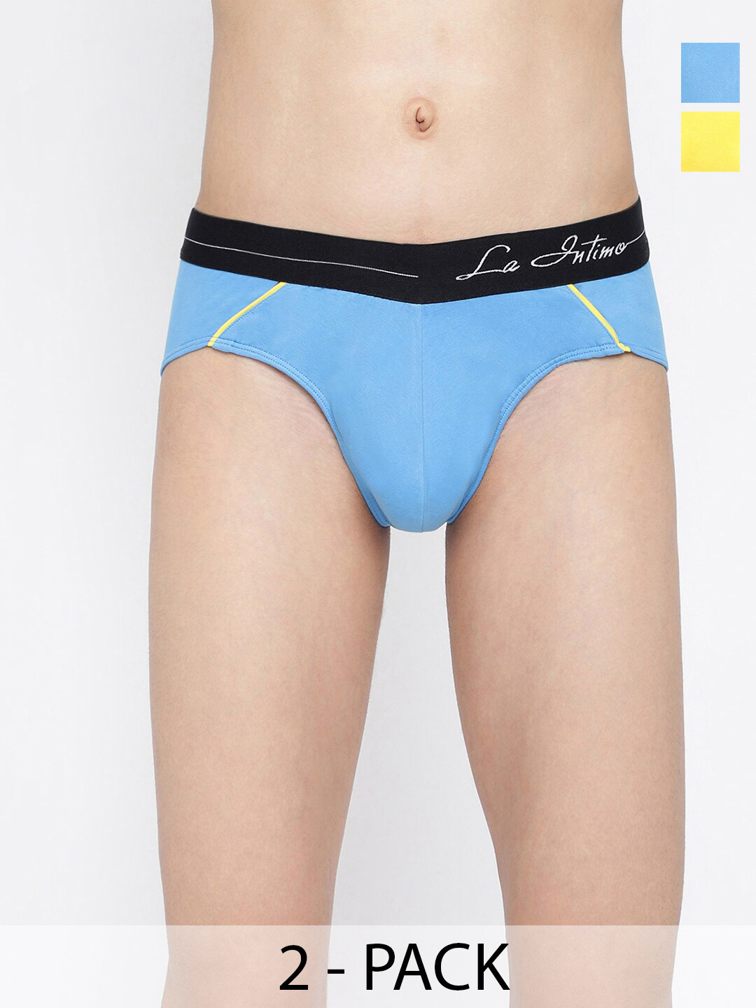 

La Intimo Pack Of 2 Mid-Rise Anti-Bacterial Basic Briefs LIBR090B, Blue