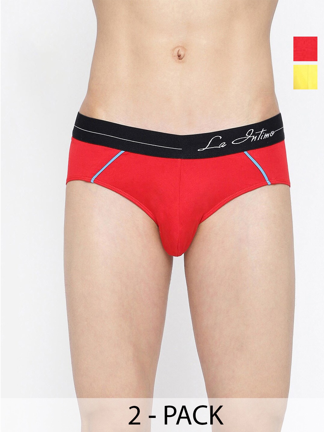 

La Intimo Pack Of 2 Mid-Rise Anti-Bacterial Basic Briefs LIBR090B, Red