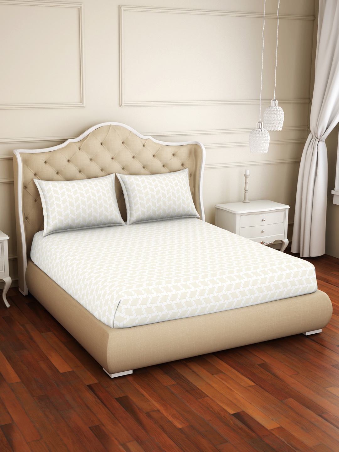

Welspun Green & White Printed 150 TC King Reversible Bedsheet Set