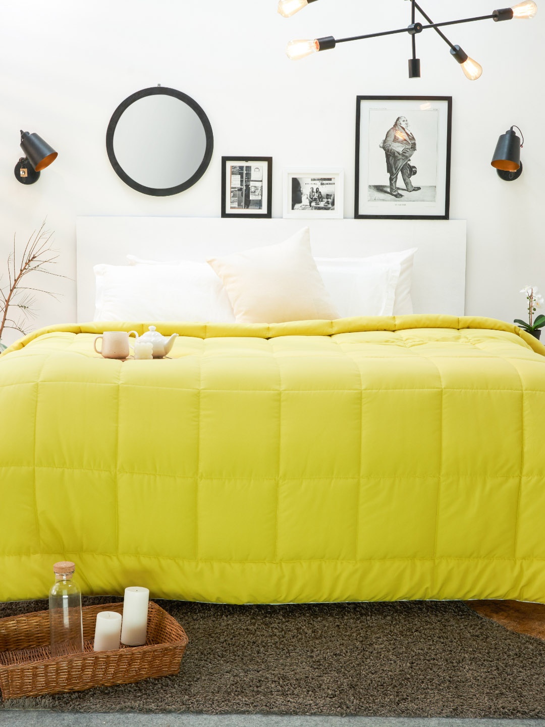 

SPACES Silkysoy Yellow & White AC Room 90 GSM Single Bed Quilt