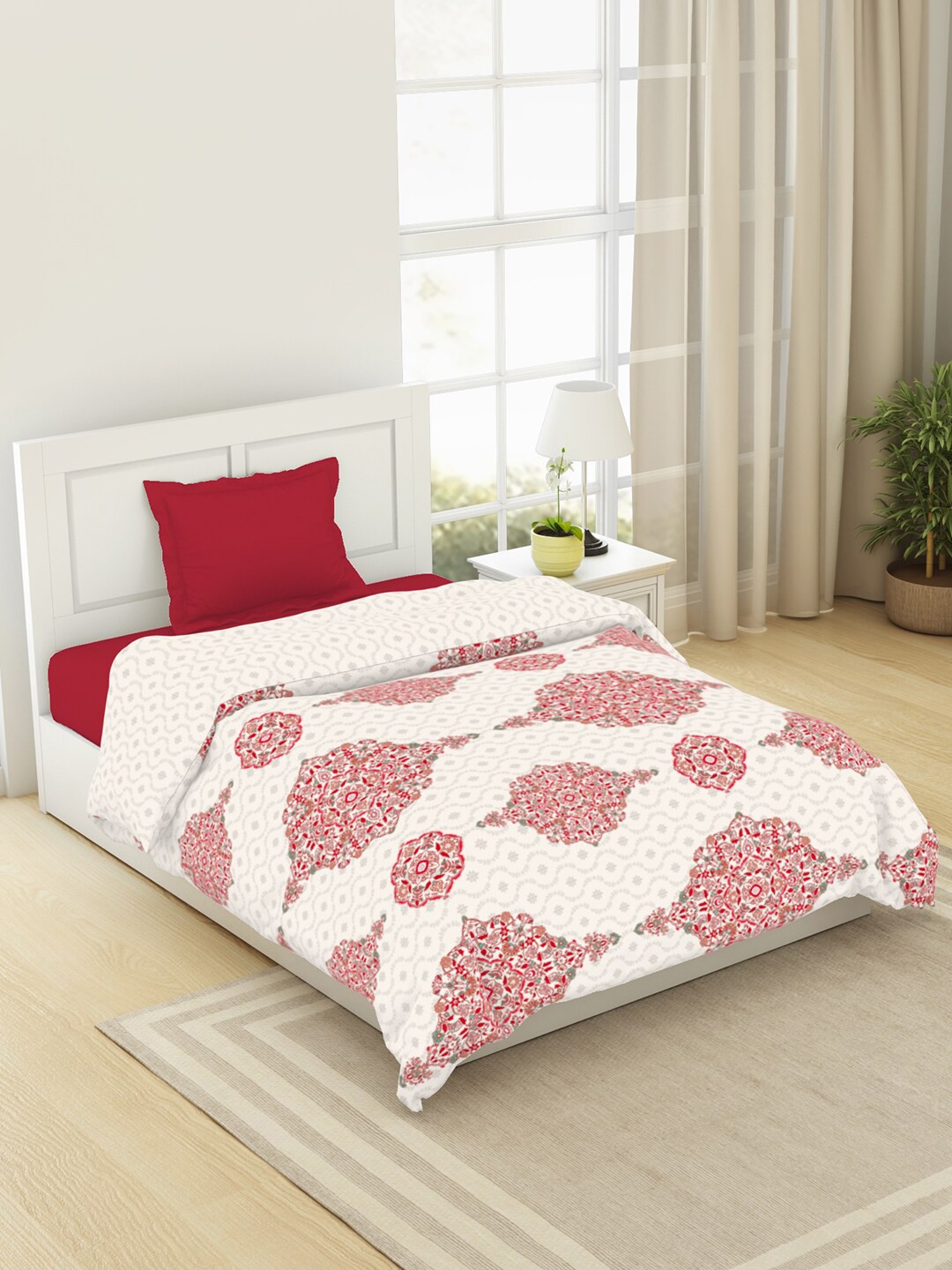 

SPACES Assorted & White Ethnic Motifs AC Room Pure Cotton Single Bed Dohar