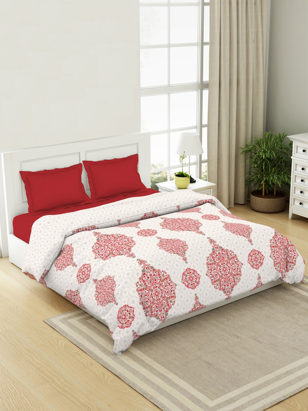 

SPACES Assorted & White Ethnic Motifs AC Room Double Bed Dohar