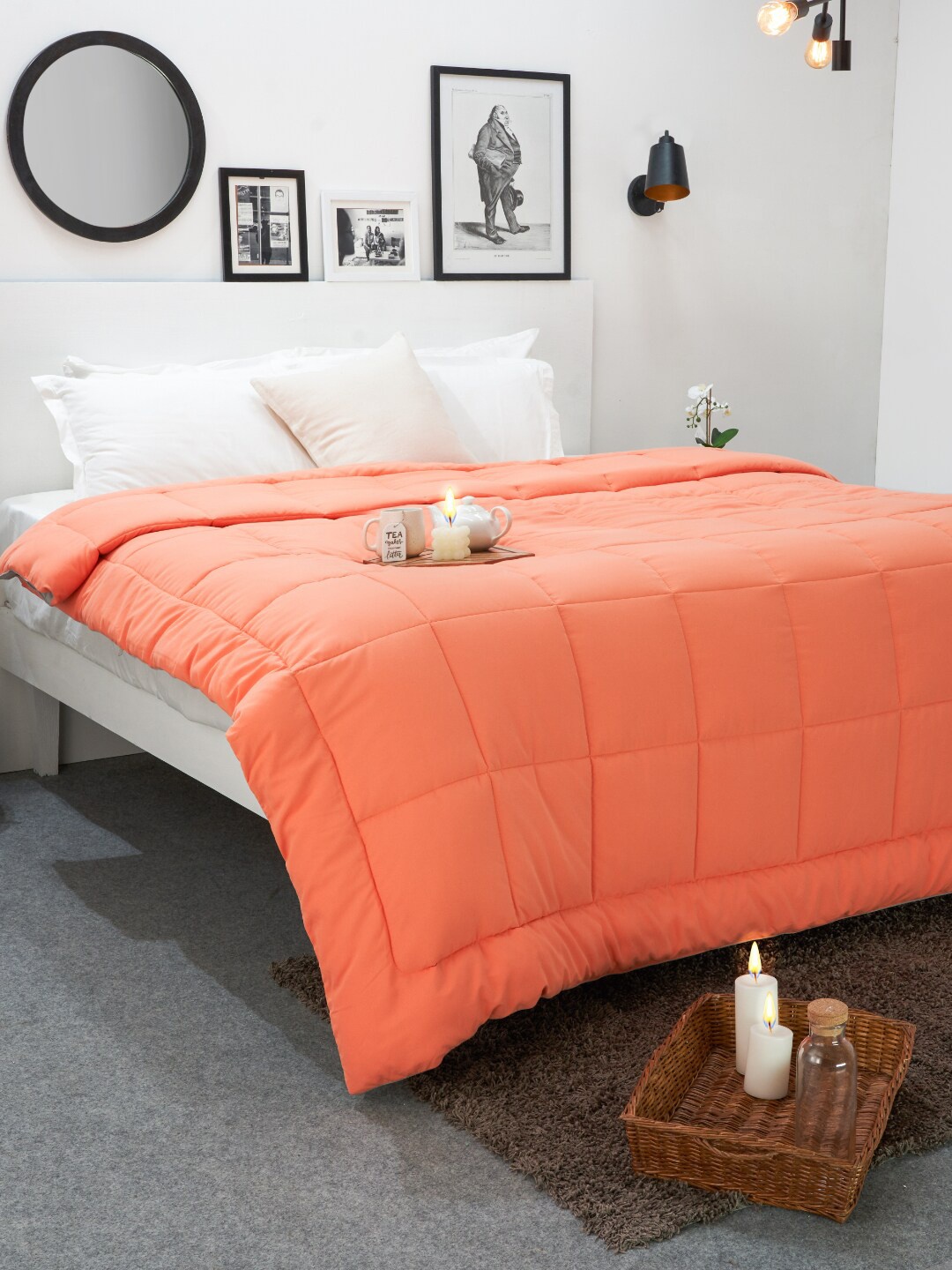 

SPACES Silkysoy Orange Geometric 90 GSM AC Room Single Bed Quilt