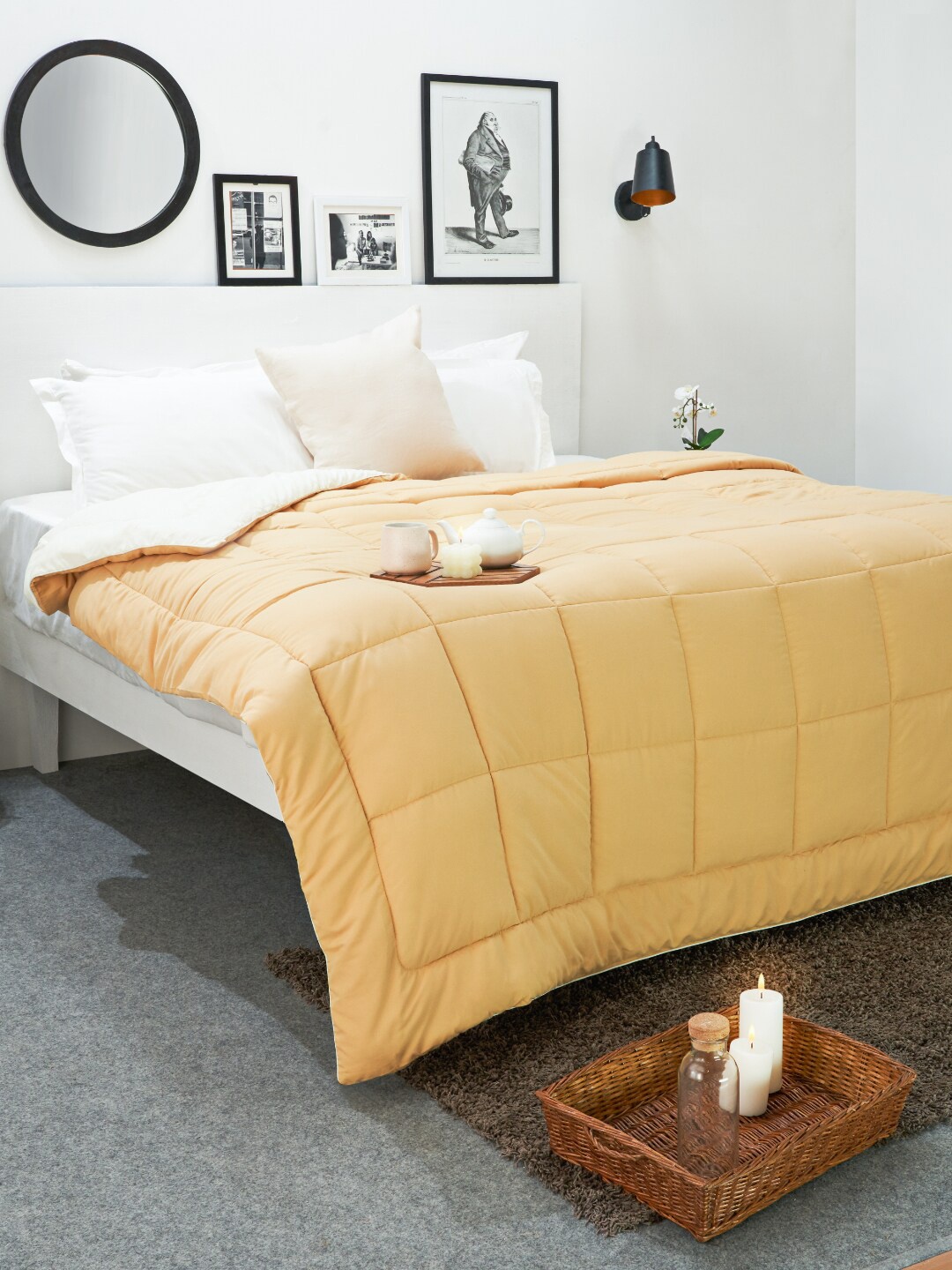 

SPACES Silkysoy Mustard Geometric 90 GSM AC Room Single Bed Quilt